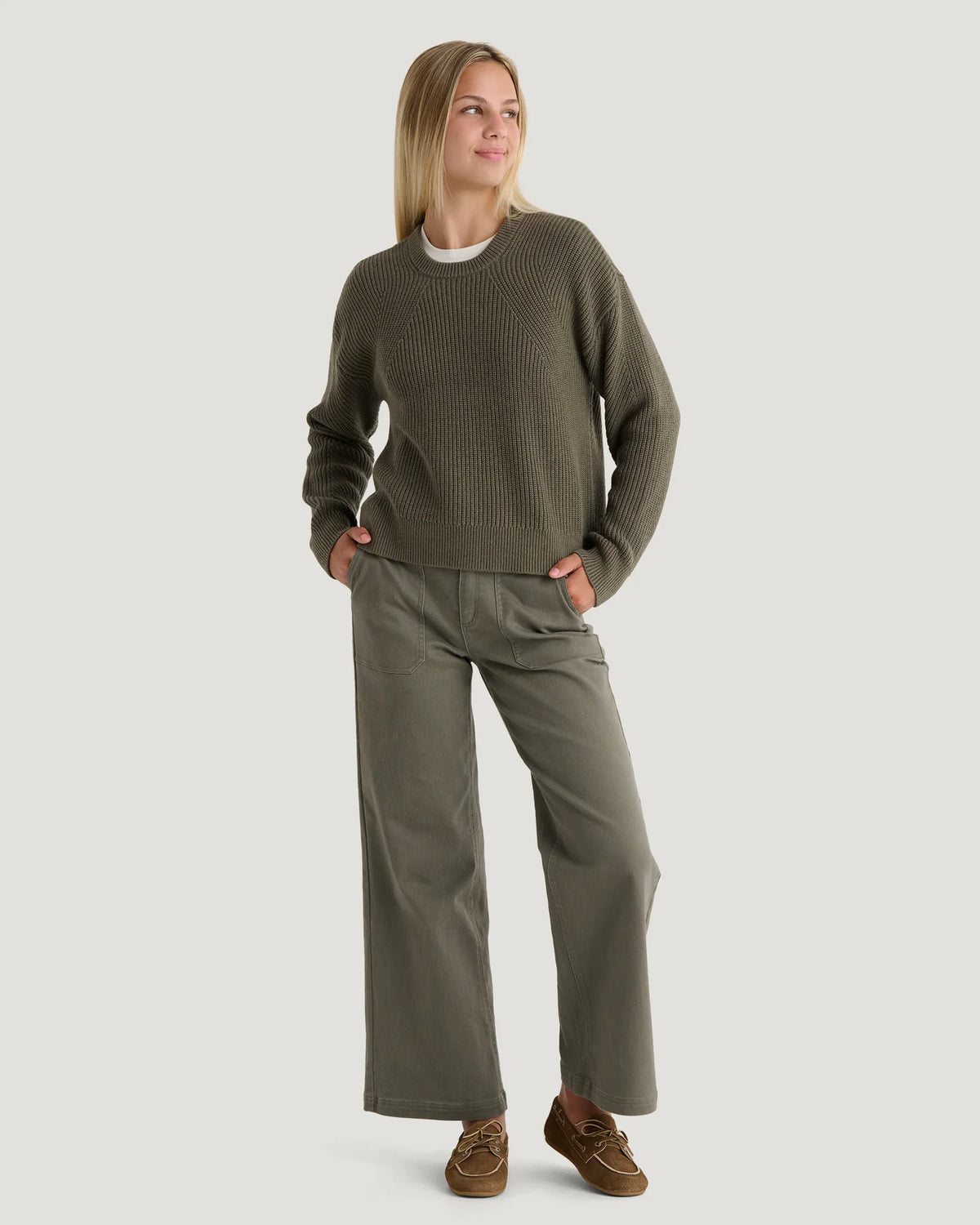 Free Fly Women's Coastloom Crew Sweater Smokey Olive - M